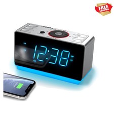 Alarm Clock Radio with Bluetooth Speaker, FM Radio, Dual Alarm with Snooze, L...