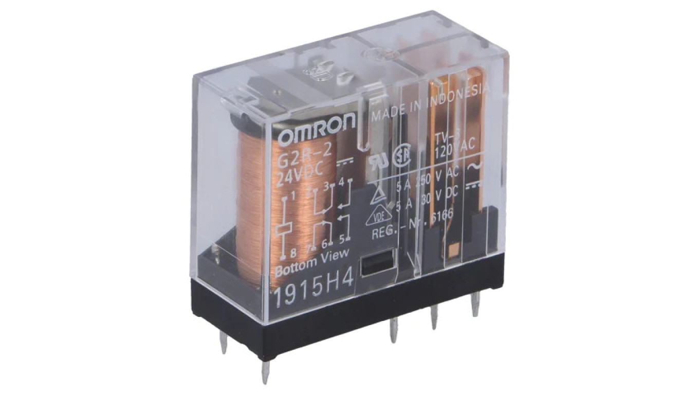 G2R-2-24DC Relay: Electromagnetic DPDT Coils: 24VDC 5A/250VAC /T2UK