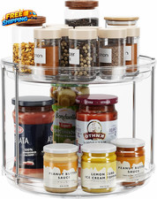 2 Tier Lazy Susan Turntable Organizer 9.25'' Rotating Spice Rack Organization