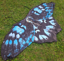 Moth Butterfly Wings Costume Cape 38" x 90" Blue Black Cosplay Theater Party