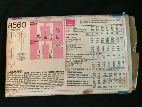 Simplicity Vintage 1969 Sewing Pattern #8560 Dress / Pantdress Miss Size 18 - Picture 2 of 6