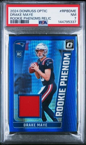 2024 PANINI DONRUSS OPTIC ROOKIE PHENOMS RELICS DRAKE MAYE ROOKIE RC PSA 7