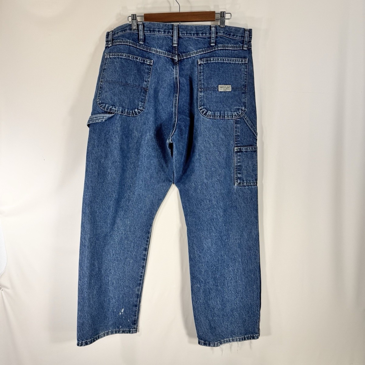 Wrangler Carpenter Jeans Men's 38x32 Blue Relaxed Fit Denim