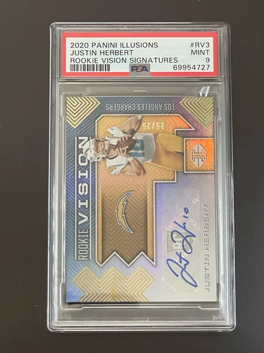 Justin Herbert 2020 Illusions Rookie Vision Signatures Gold Auto RC PSA 9  #d/25