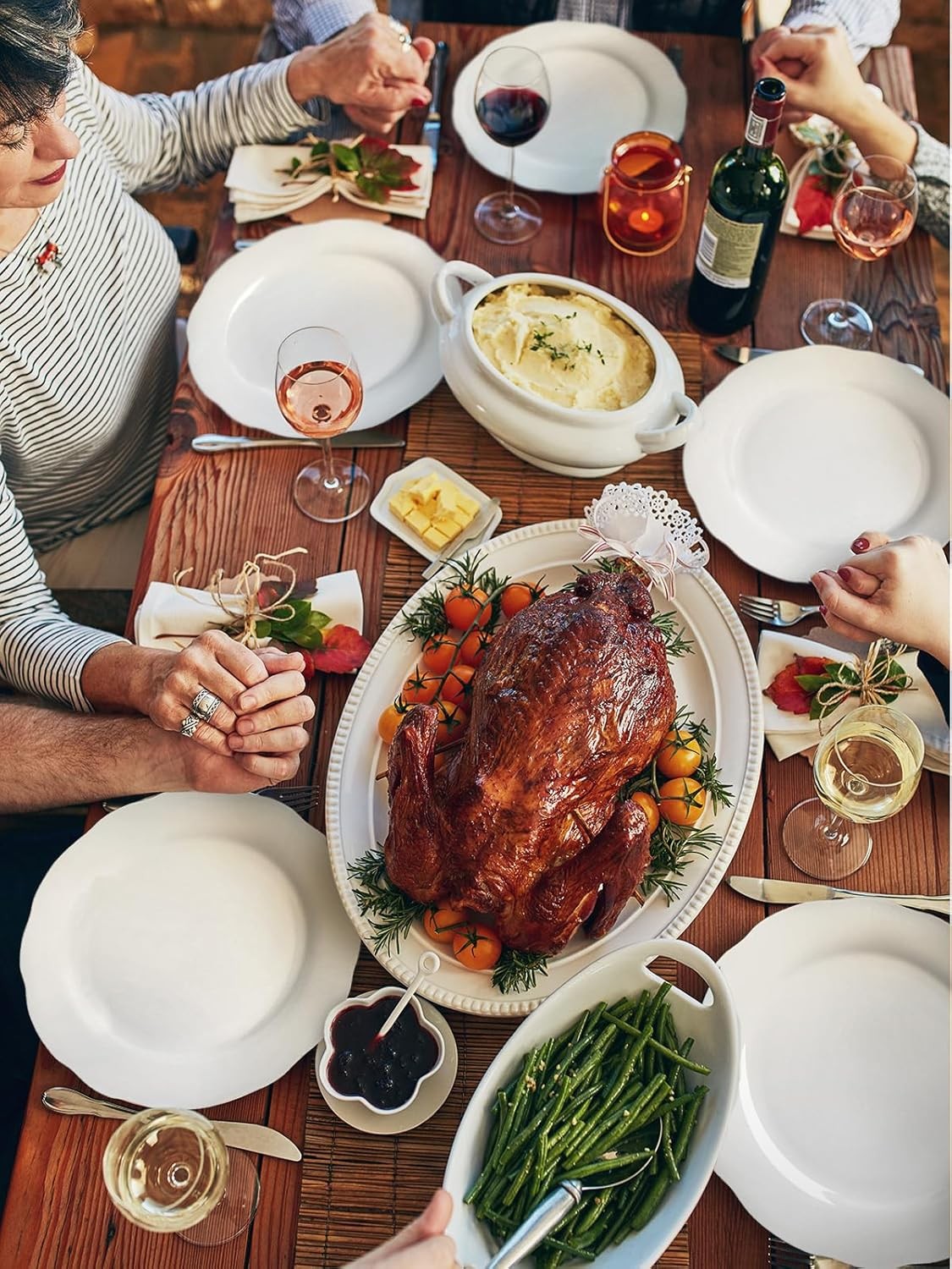 Ceramic Dinner Plates 10.6 Inch Porcelain Scalloped Plates Off-White Serving thumbnail 2