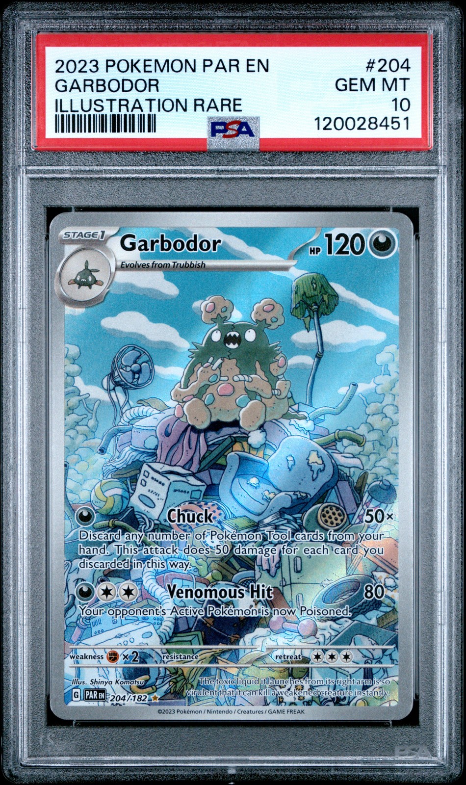 2023 POKEMON PAR EN-PARADOX RIFT ILLUSTRATION RARE #204 GARBODOR PSA 10
