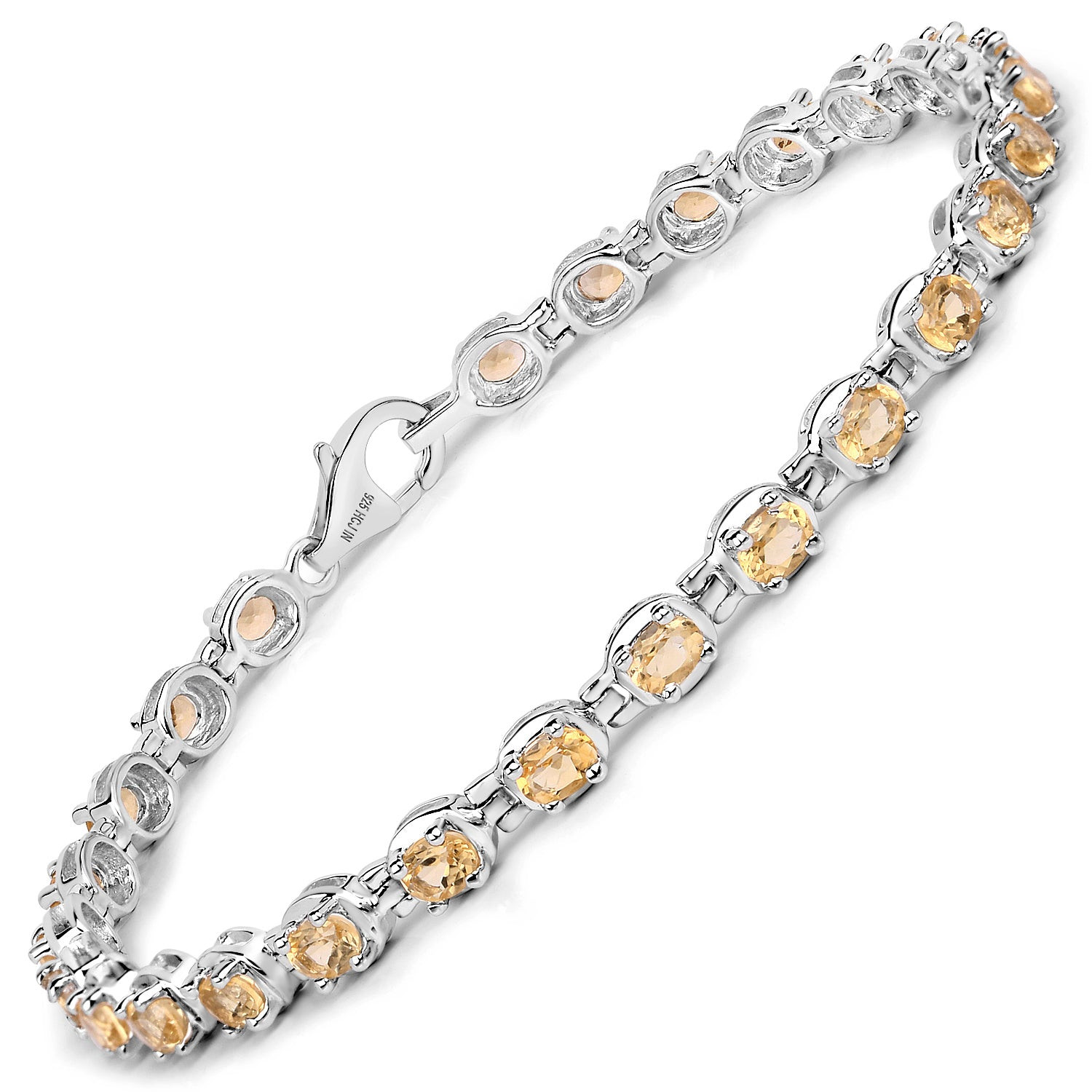 4.00 Carat Genuine Citrine Sterling Silver Bracelet for Women