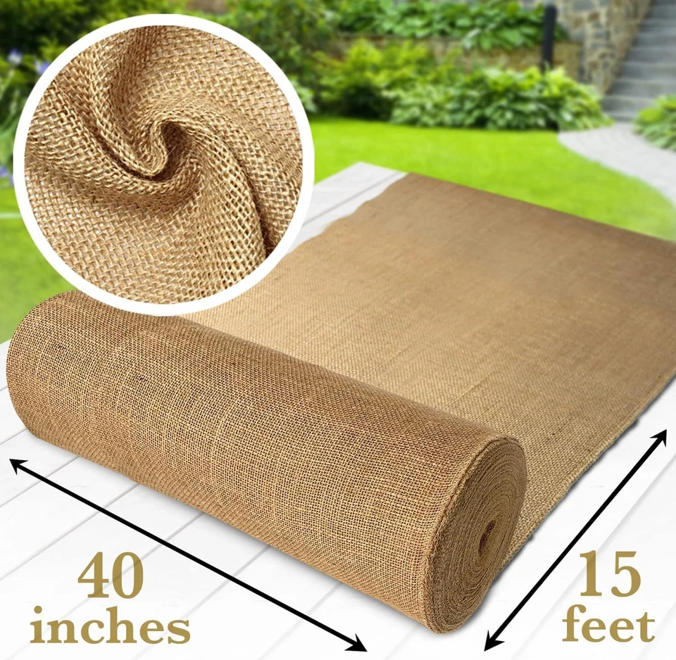 Versatile 40" x 15' High-Density Burlap Roll - Perfect for Rustic Decorations - Image 4 of 4