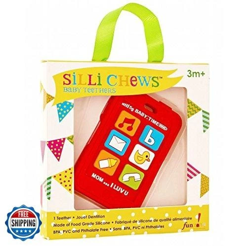 Silli Chews Cell Phone Teether for Baby Red Phone Teething Toy Red Silicone T - Image 3 of 4