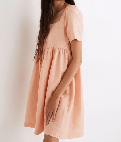 Madewell Damen Kleid Leinenmischung Allie Mini Koralle Lachs Rosa Größe L - Bild 5 von 7