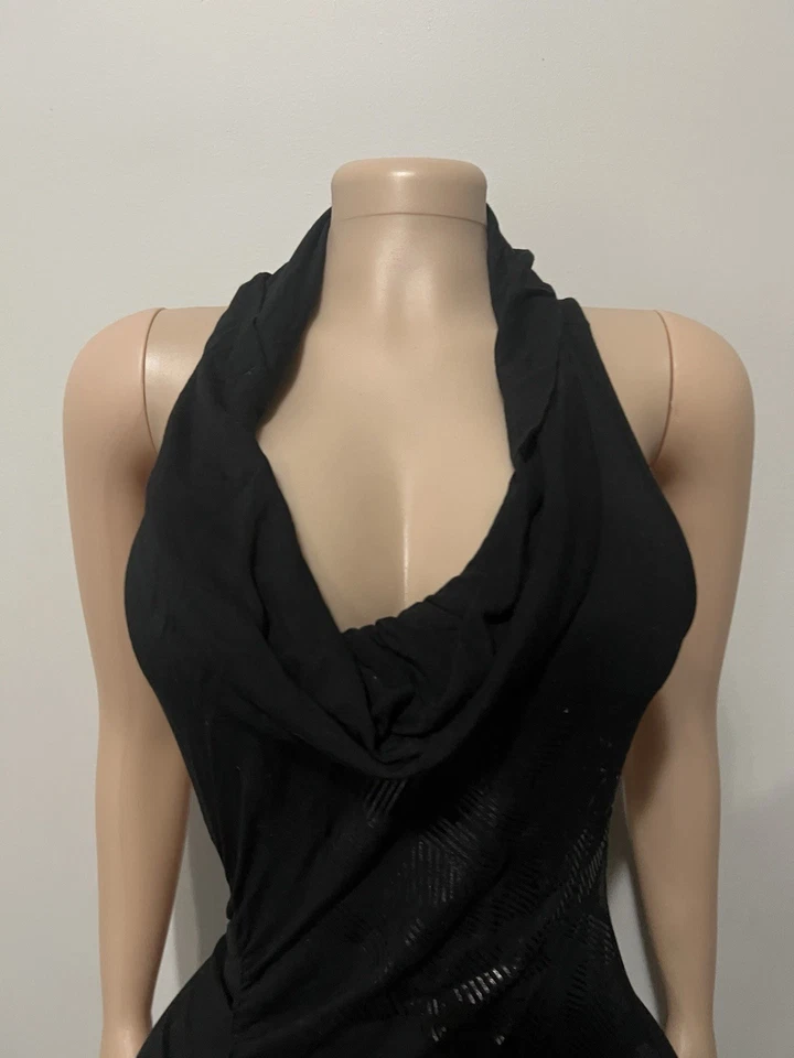 Vestido sin mangas Guess Los Angeles para mujer negro tejido elástico pulóver metálico XL Foto 3 de 4