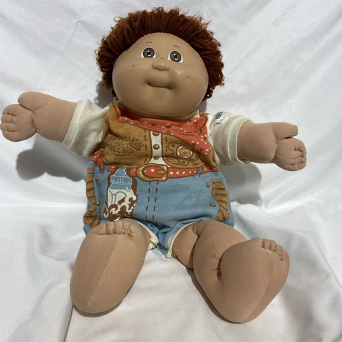 Cabbage Patch Kids Doll Boy Red Hair Brown Eyes 1985 Sheriff Outfit Vintage
