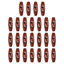 25pcs Wooden Toggle Buttons 35mm Double Hole Olive Sewing Button, Red Coffee
