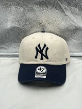 New York Yankees MLB '47 Brand Natural Two Tone Clean Up Adjustable Hat
