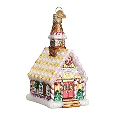 Old World Christmas Gingerbread Church Glass Tree Ornament 20077 FREE BOX New