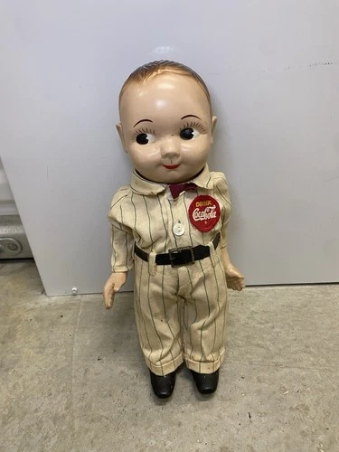 Original Vintage 1950s Composition Buddy Lee Coca Cola Delivery Doll Used