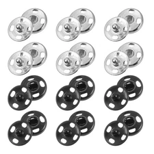 40 Sets Sewing Snap Buttons, Press Buttons Snap Fasteners 10mm, Silver/Black