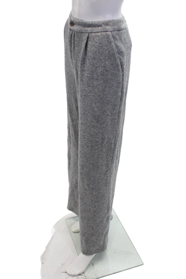 Pantalones deportivos Paige Black Label para mujer plisados delanteros pierna ancha gris talla 10 Foto 2 de 4