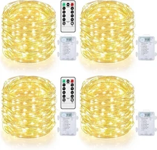 Mlambert 4-Pack 40FT 120LED Fairy Lights w/ Remote & Timer, Warm White, Outdoor