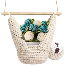 MANOPAWS Macrame Plant Hanger Crochet Sloth Hanging Planter Sloth Gifts,5 Inc...