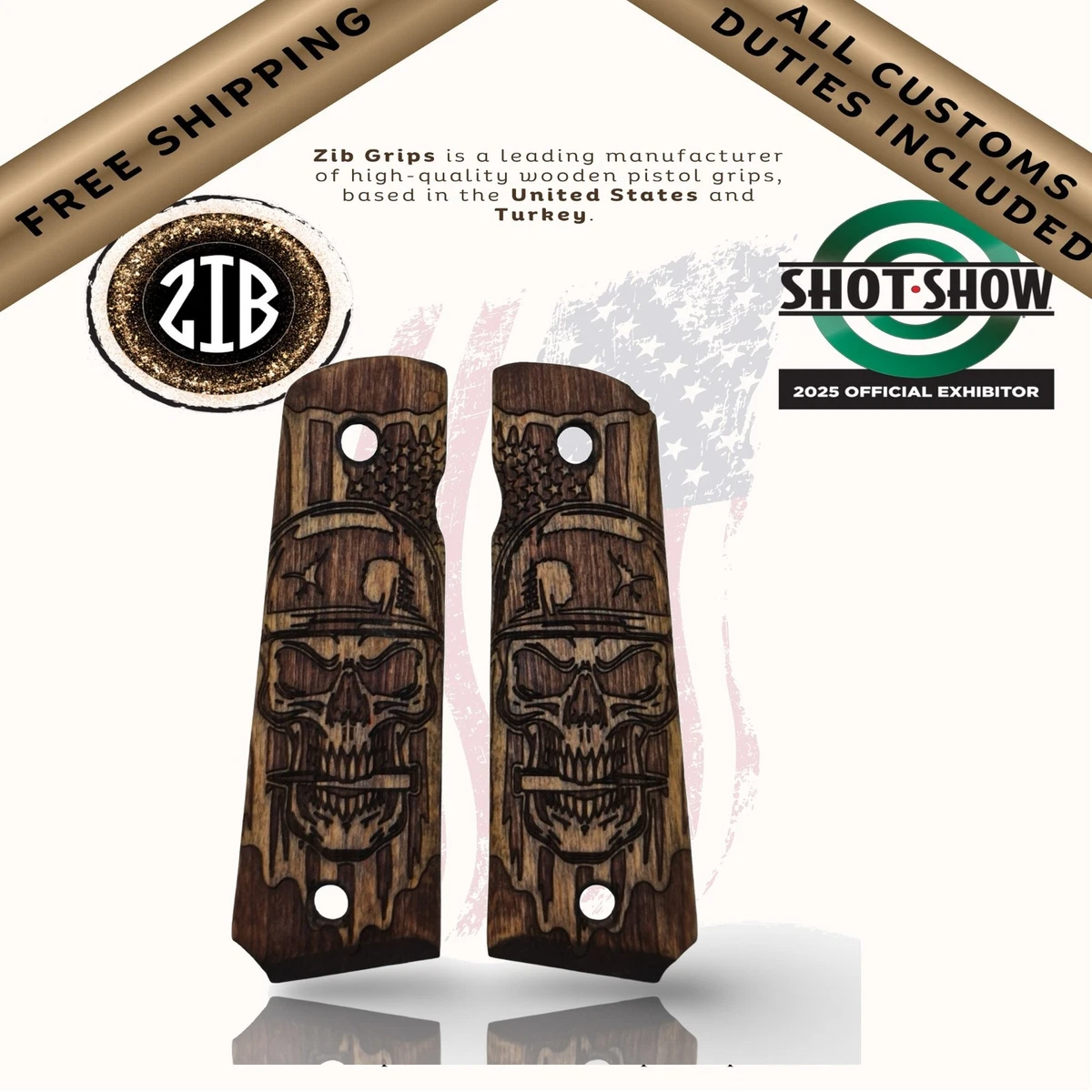 Zib Grips Noce Impugnatura Pistola ZIB GRIPS Per Colt 1911