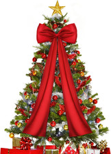 Extra Large Christmas Tree Topper Bow, 20 X 47 Inches Christmas Wine Red Stain B