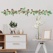 Wall Stickers Bird Vine DIY Home Decoration Living Room Decal Mural PVC