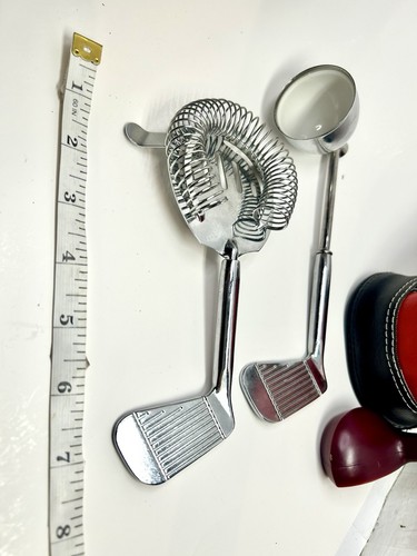 Vintage Miniature Red Golf Bag Martini Making Kit 4 Pc Set Drinks Golfers Bar - Picture 20 of 20