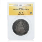 1859 Seated Liberty Silver Dollar – ANACS AG-3 Details (Plugged, Scratched)