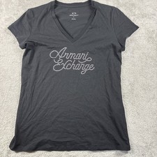 Armani Exchange Black Short Sleeve Beaded Shirt Women's Size Large