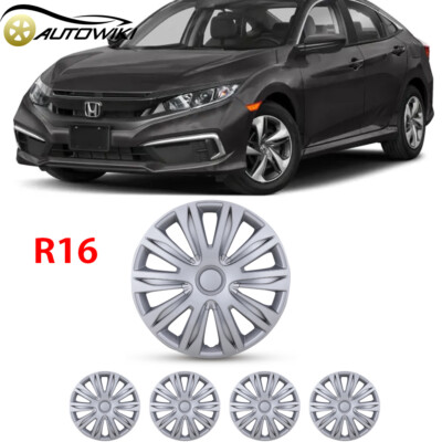 Set Of 4 Snap-On Full Hub Caps Wheel Covers For 16-Inch Tires & Steel Rims