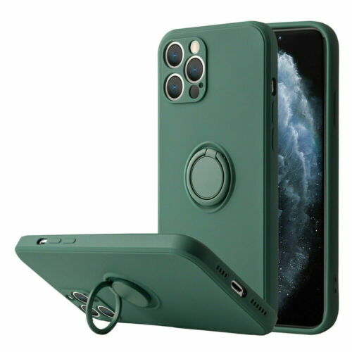 For iPhone Liquid Silicone Case With Finger Ring Holder Stand Shockproof Cover - Picture 2 of 44