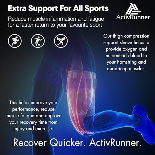 Thigh Compression Support Sleeve (2 per Pack), Breathable with Adjustable Large - Picture 4 of 7