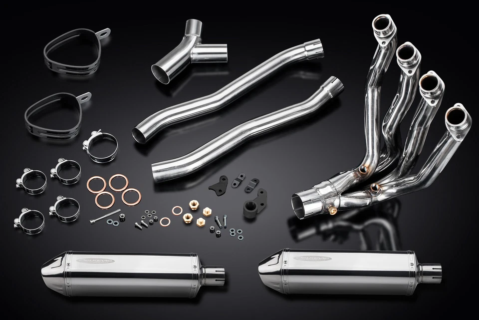 Silenciadores de acero inoxidable triovalados Kawasaki Concours 14 2008-2021 escape completo 4-2 13" Foto 3 de 4