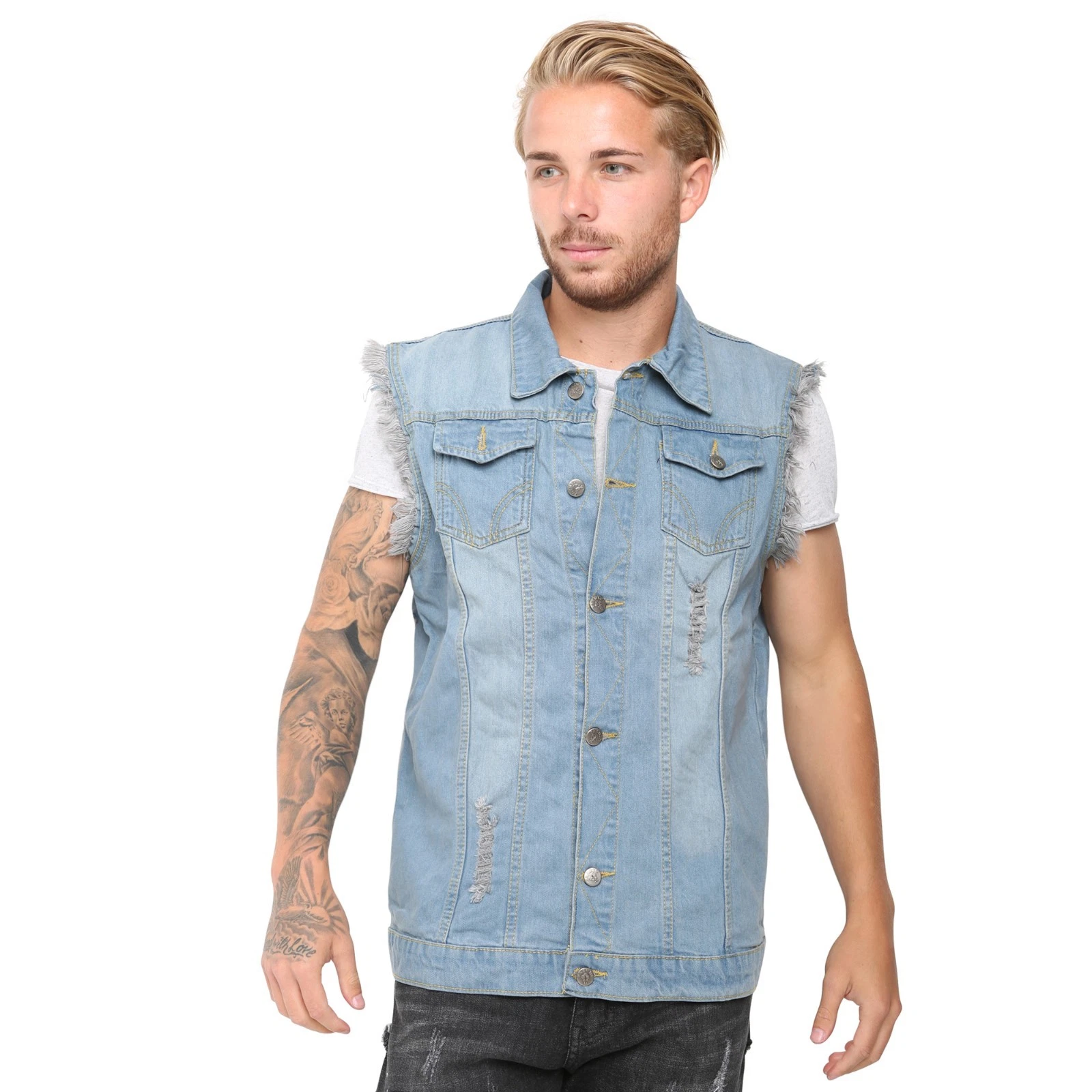 Mens Denim Vest Jean Jacket Casual Sleeveless Slim Fit Ripped Vests Biker Jacket
Opens in a new wind