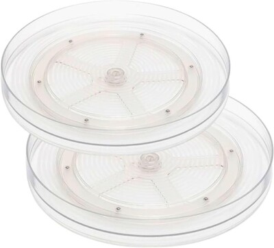 2 Stck. Lazy Susan Drehteller Schrank Organizer Drehbar Gewürzregal Klar Kosmetik