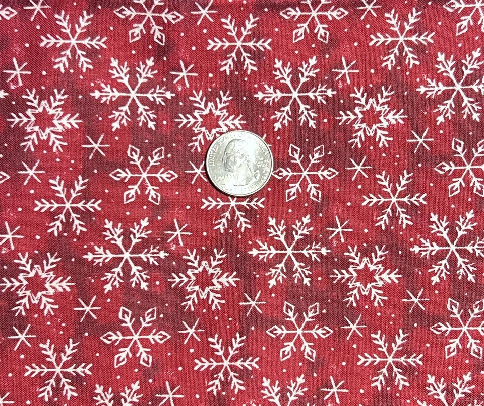Keepsake Calico Holiday Fabric Red Tonal with White Snowflakes eBay