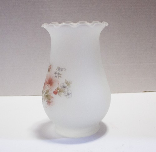 Vase 6.5" Viking Frosted Satin Glass Floral Design Ruffle Top Rim Vintage - Picture 3 of 7