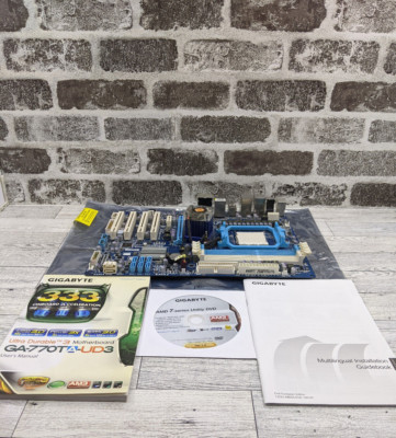 Gigabyte GA-770TA-UD3 AMD Socket AM3 DDR3 ATX Motherboard. Manual, cd, and I/O