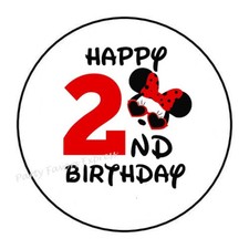 30 MOUSE 2ND BIRTHDAY ENVELOPE SEALS LABELS STICKERS PARTY FAVORS 1.5"