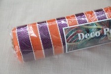 Purple Orange Striped Deco Mesh Roll, 21  x 10 Yds, Halloween Wreath Supplies