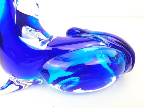 Stunning Blue Murano Art Glass Vintage Horse Pony Laying Down 16 cm L - Picture 11 of 12