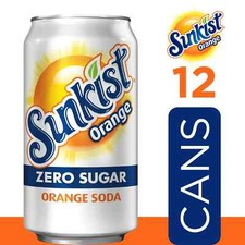 Sunkist Zero Sugar Orange Soda Pop, 12 fl oz, 12 Pack Cans