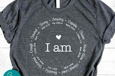 NEW I am Inspiration Bible Verse Christianity Jesus Faith T-shirts S-3XL