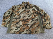 Starter Sweater Camo Fleece Jacket Mens XL Green 1/4 Zip Pullover