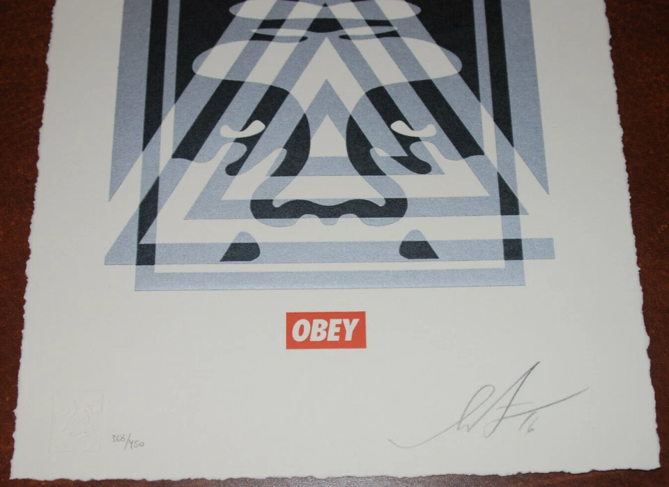 Shepard Fairey Art Print Top Icon Pyramid 2016 Letterpress Poster S/# 450 Obey - Image 3 of 4