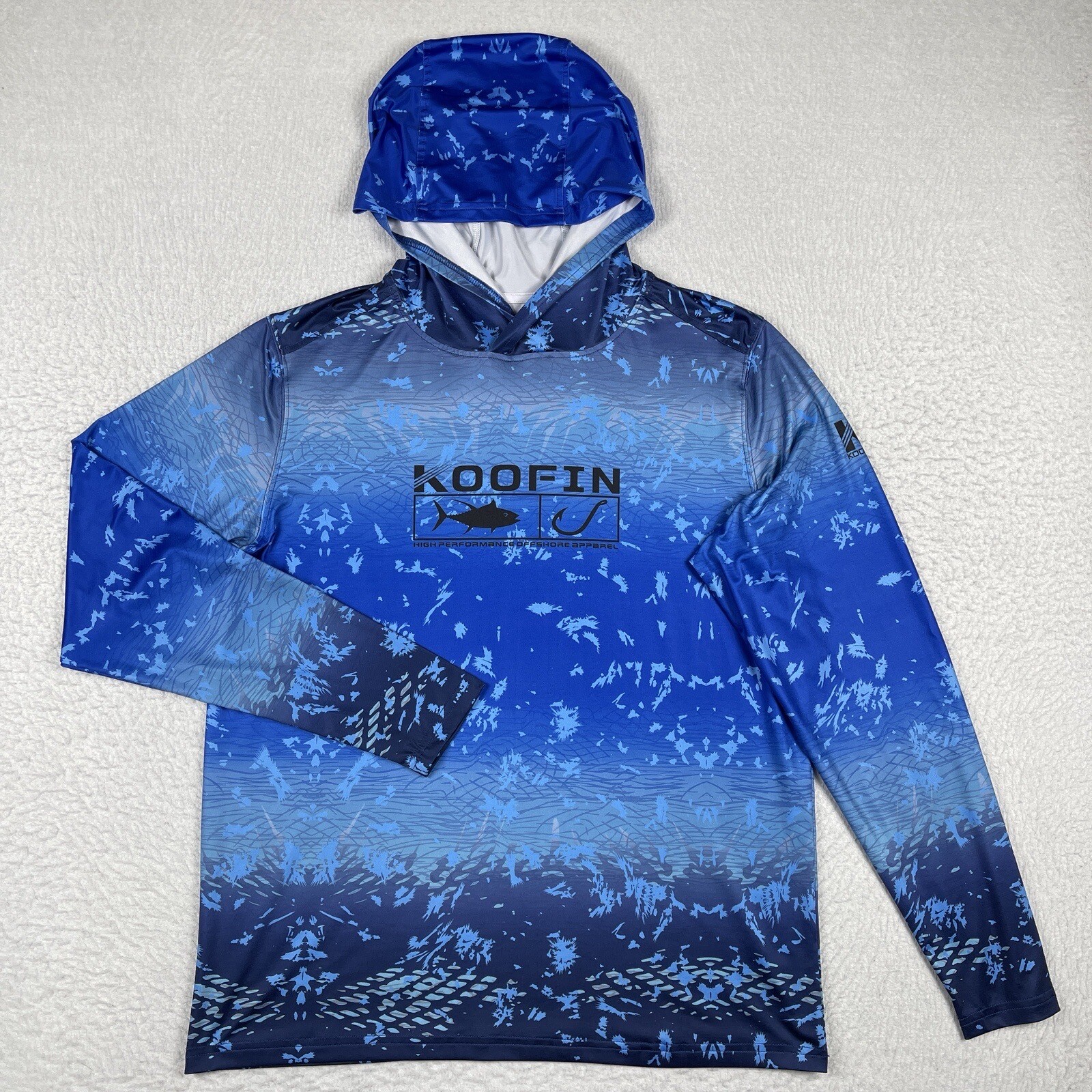 Koofin Gear Shirt Mens Small Blue Hooded High Performance Fishing