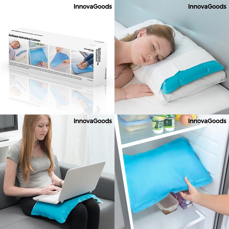 Cojin almohada refrescante rellenable de agua fria 52x35 cm,refrigerar en nevera