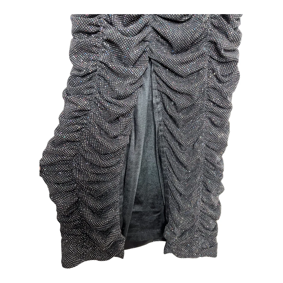 Sau Lee Farrah Glitter Ruched Midi Dress with Gloves - Image 4 of 4