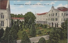 Mobile, AL: Spring Hill College Quadrangle - Vintage Alabama Linen Postcard